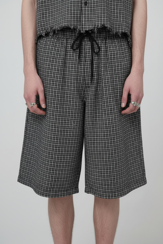 Grimoire Plaid Capri Shorts Shorts Black By MorteNoir