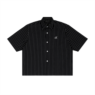 Shadowline Striped Boxy Shirt Shirts & Long Sleeves Black By MorteNoir