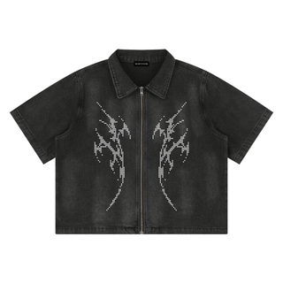 Gravemist Zip Denim Shirt Shirts & Long Sleeves By MorteNoir