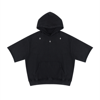 Triptych Cross Mineral Wash Hoodie Hoodies & Jackets Black By MorteNoir