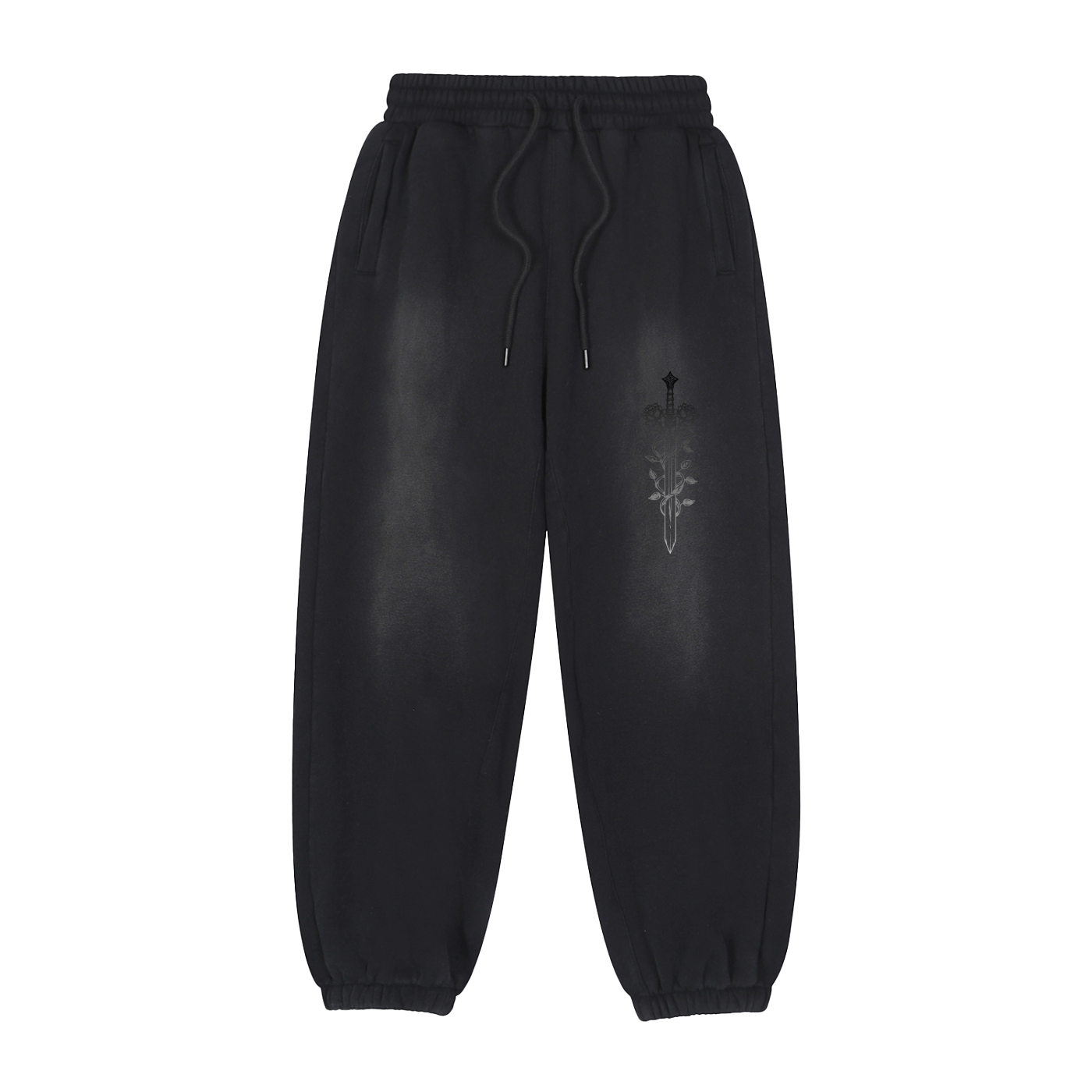 Ethereal Vintage Washed Fleece Joggers - Premium black
