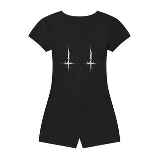Shadowveil Cape Tie-Waist Romper Bodysuit By MorteNoir