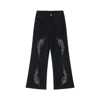 Malefic Sigil Flared Jeans Jeans & Trousers Black By MorteNoir