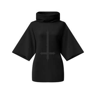 Hexveil hooded batwing T-shirt Bodysuit Black By MorteNoir