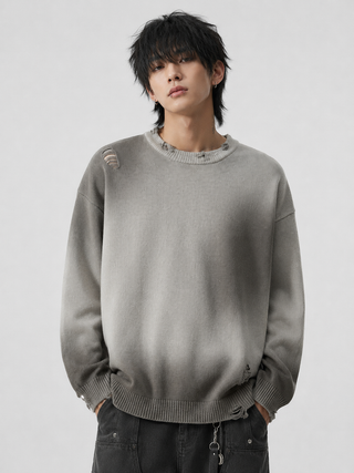 Edwardian Noir Distressed Fade Knit Crewneck Sweatshirt & Crewnecks By MorteNoir