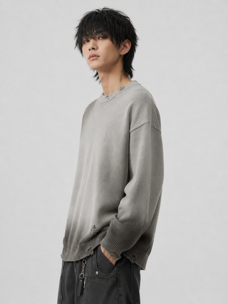 Edwardian Noir Distressed Fade Knit Crewneck Sweatshirt & Crewnecks By MorteNoir
