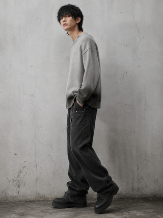 Edwardian Noir Distressed Fade Knit Crewneck Sweatshirt & Crewnecks By MorteNoir