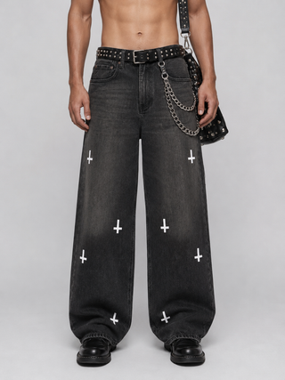 Cursed Cross Denim Jeans Jeans & Trousers By MorteNoir