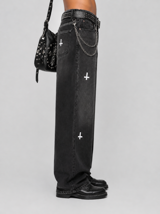 Cursed Cross Denim Jeans Jeans & Trousers By MorteNoir