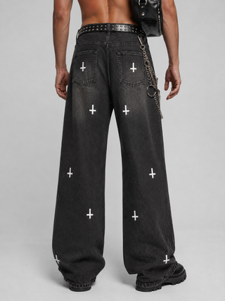 Cursed Cross Denim Jeans Jeans & Trousers By MorteNoir