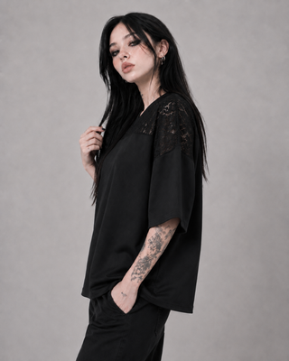 Mourning Lace T-Shirt T-Shirts & Crop Tops By MorteNoir