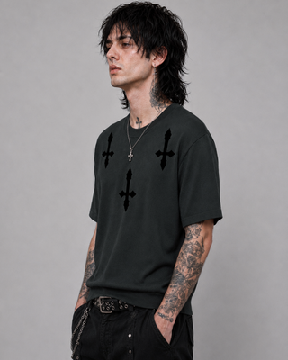 Omen Knit Crewneck T-Shirt Sweatshirt & Crewnecks By MorteNoir
