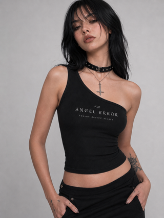 Angel Error Fitted Crop Tee T-Shirts & Crop Tops By MorteNoir