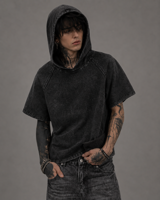 Ashen Pall Hooded T-shirt T-Shirts & Crop Tops By MorteNoir