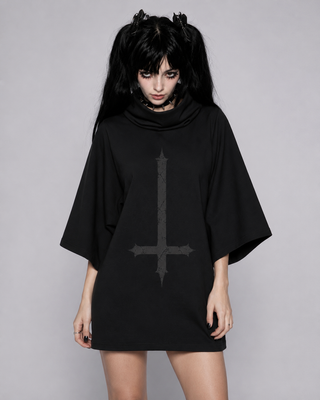 Hexveil hooded batwing T-shirt Bodysuit By MorteNoir