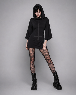 Hexveil hooded batwing T-shirt Bodysuit By MorteNoir