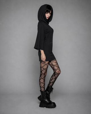 Hexveil hooded batwing T-shirt Bodysuit By MorteNoir