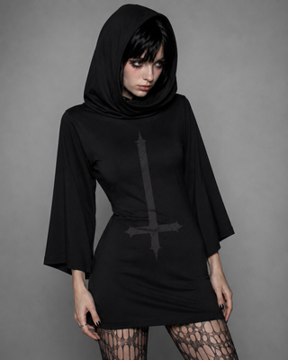 Hexveil hooded batwing T-shirt Bodysuit By MorteNoir