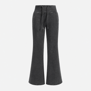 Vesper Flare Fleece Pants Joggers & Sweatpants Washed Black By MorteNoir