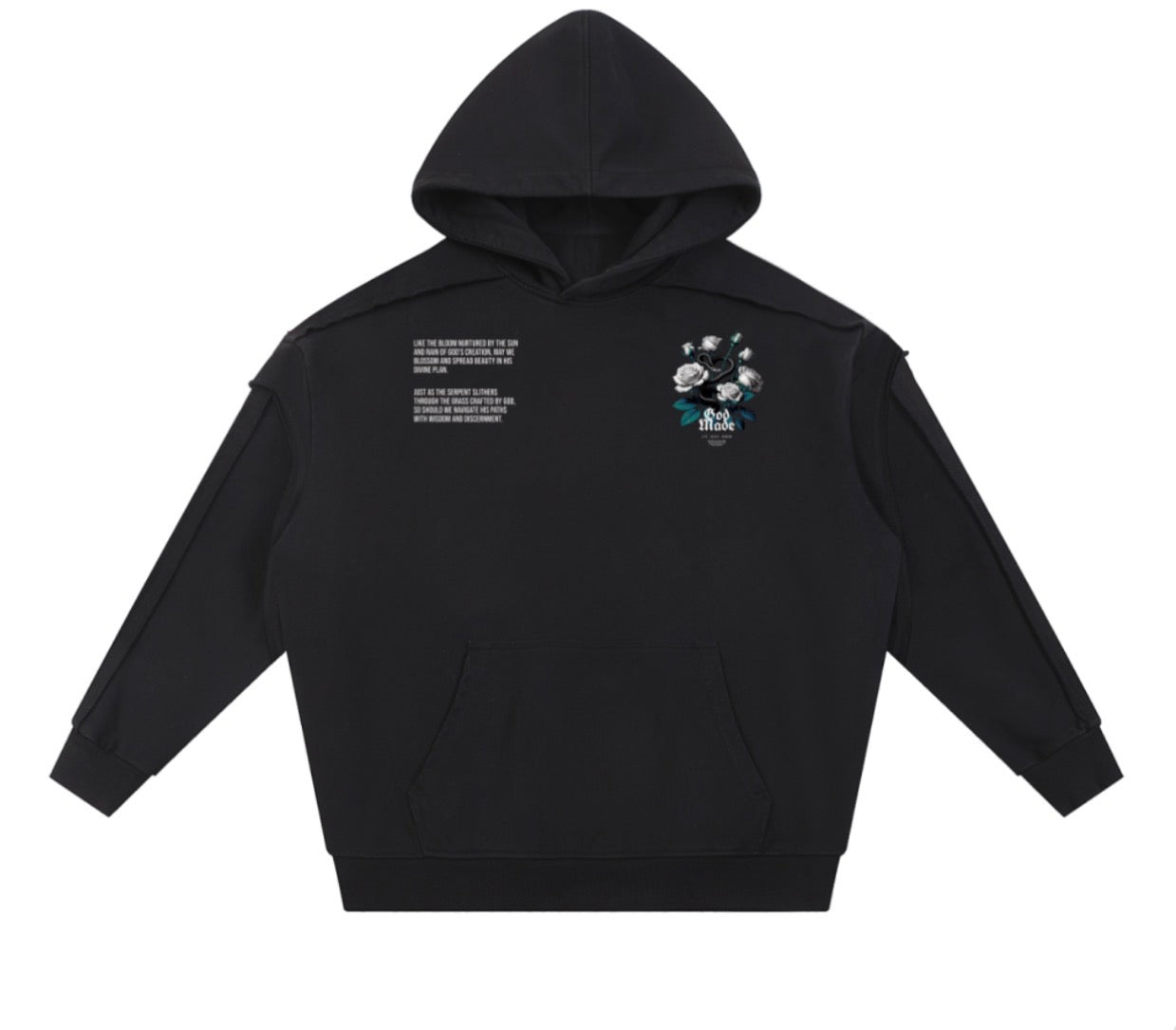 God Mode Double Layered Hoodie - Raw Edge Contrast Tape