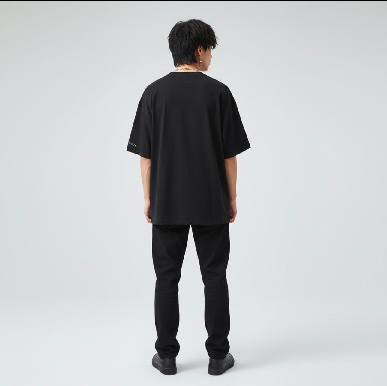 MORTENOIR Drop Shoulder Tee | Minimalist Branded Streetwear Black.