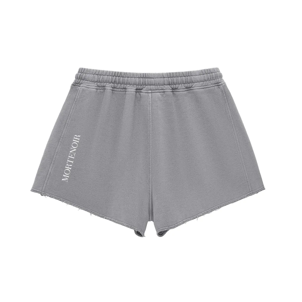 MorteNoir Snow Washed Raw Edge Drawstring Shorts - Premium Dark Streetwear