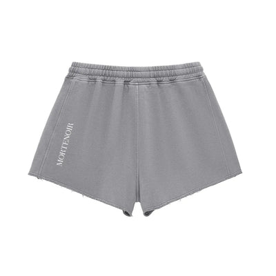 MorteNoir Snow Washed Raw Edge Drawstring Shorts - Premium Dark Streetwear