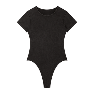Sepulchre Crewneck Bodysuit Bodysuit Washed Black By MorteNoir