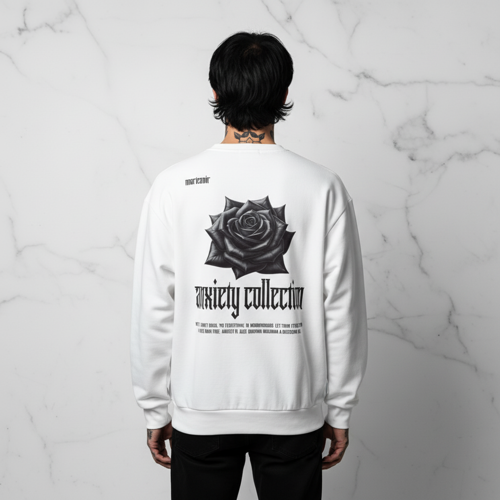 ANXIETY Cotton Sweatshirt - Male Model Back View