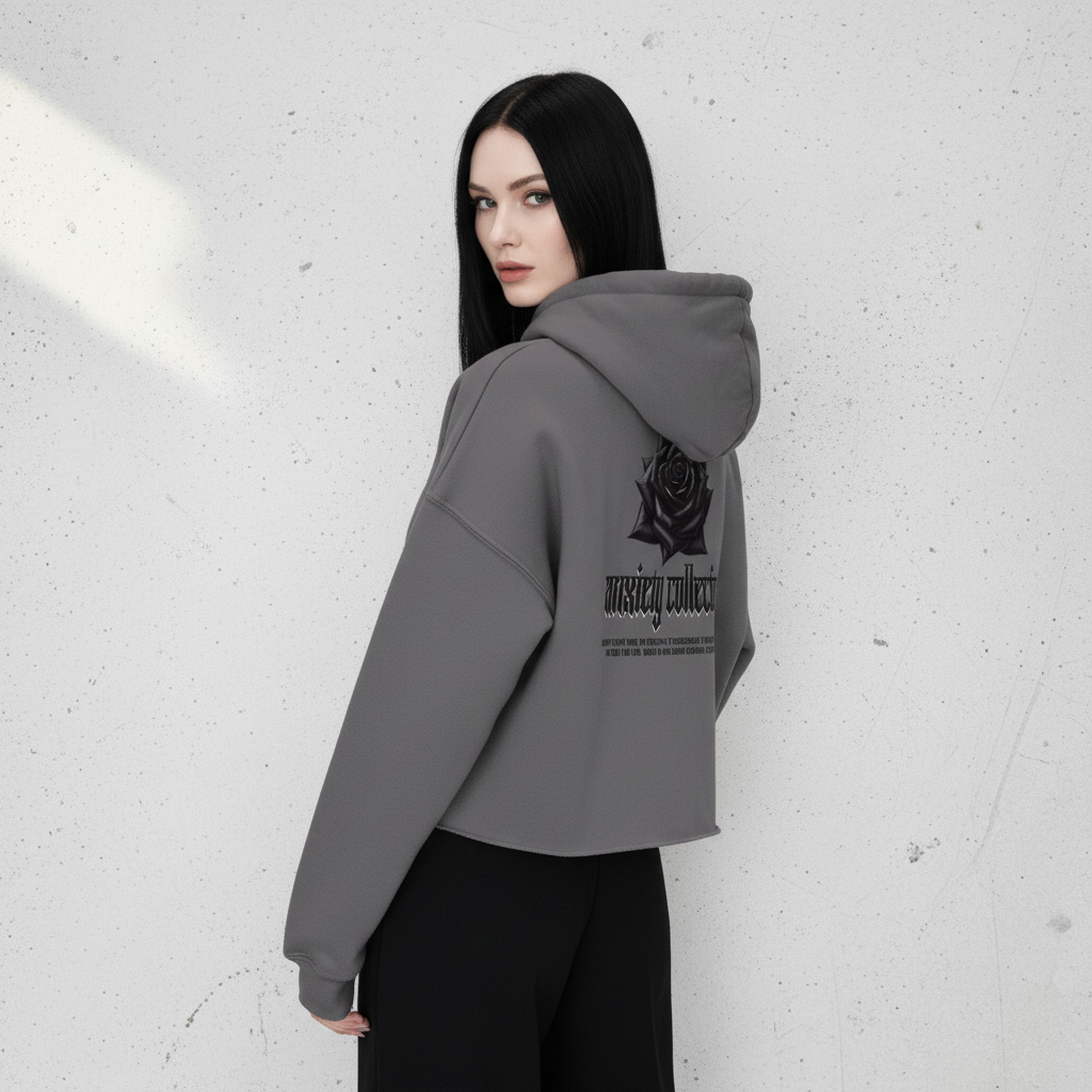 ANXIETY CROP Hoodie - Back View