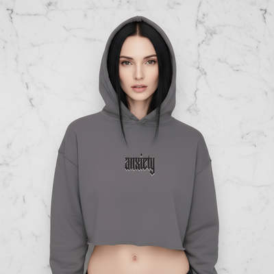 ANXIETY CROP Hoodie - Front View