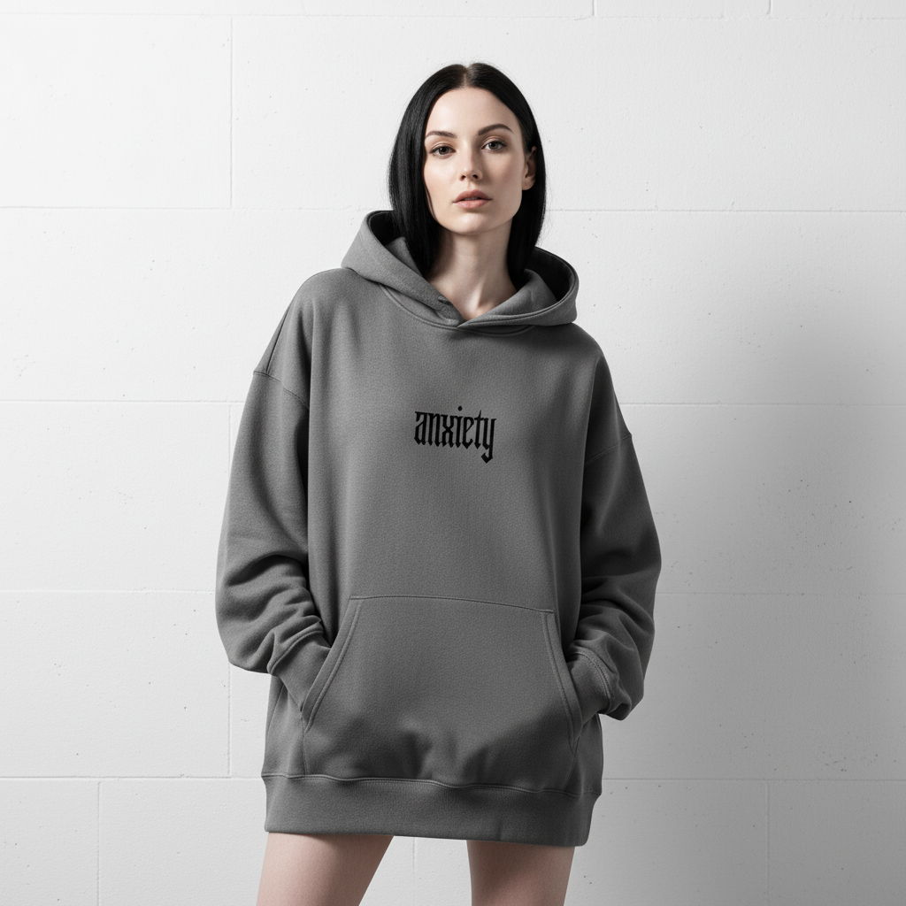 ANXIETY Hoodie - Asphalt Front (Female)