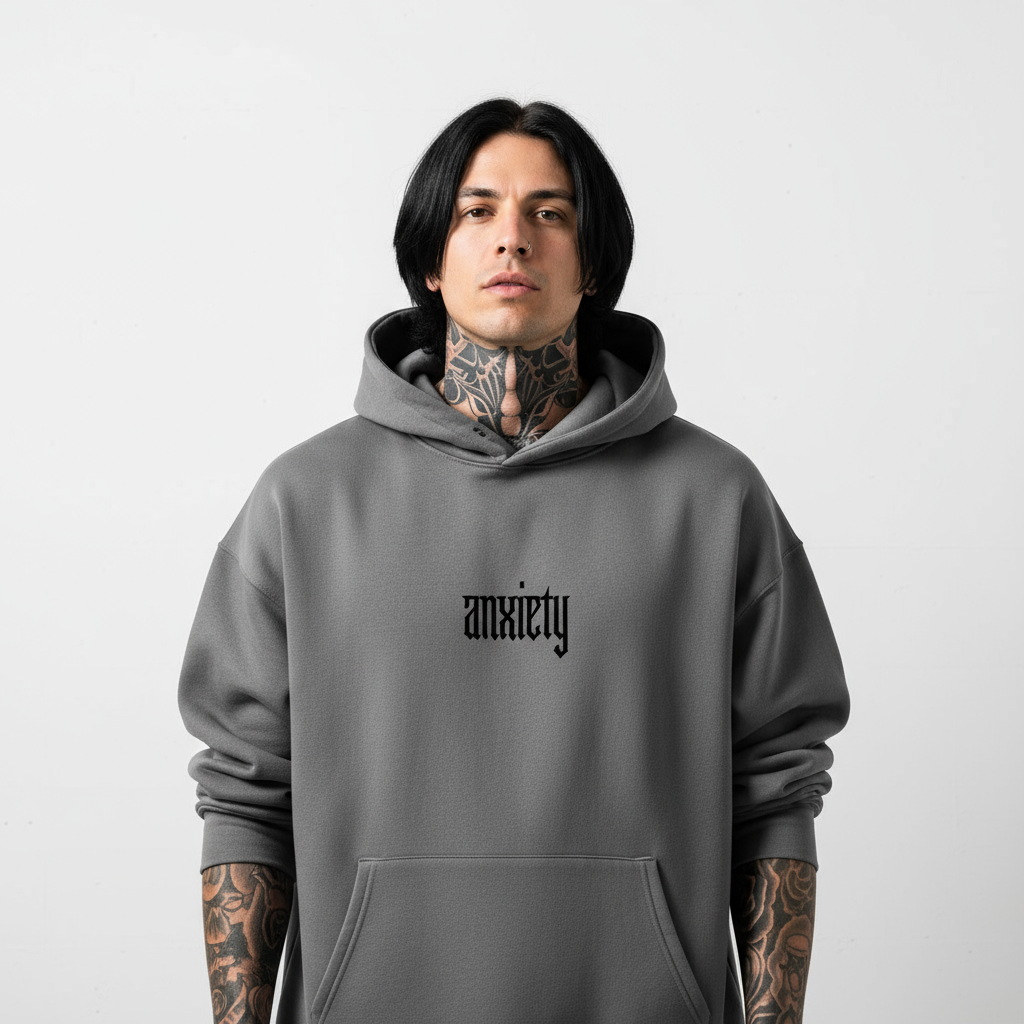 ANXIETY Hoodie - Asphalt Front (Male)