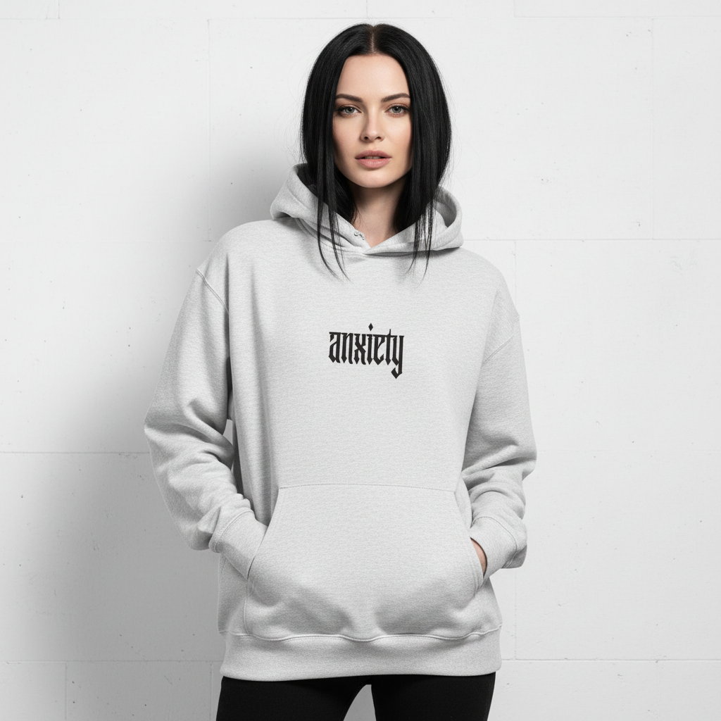 ANXIETY Hoodie - Athletic Heather Front (Female)