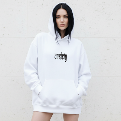 ANXIETY Hoodie - White Front (Female)
