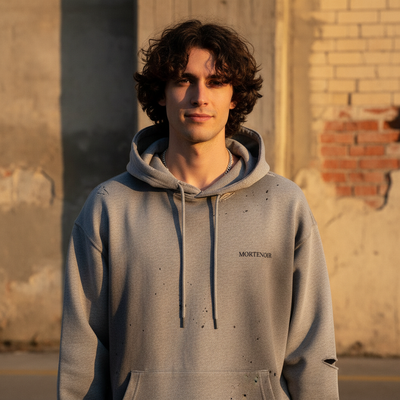 Authentic Flower Gray hoodie front view