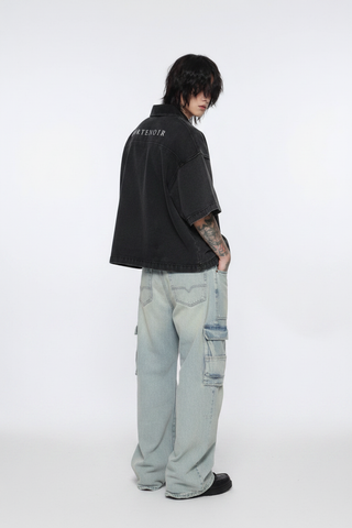 Shadowwash Quarter-Zip Denim Shirt Shirts & Long Sleeves By MorteNoir
