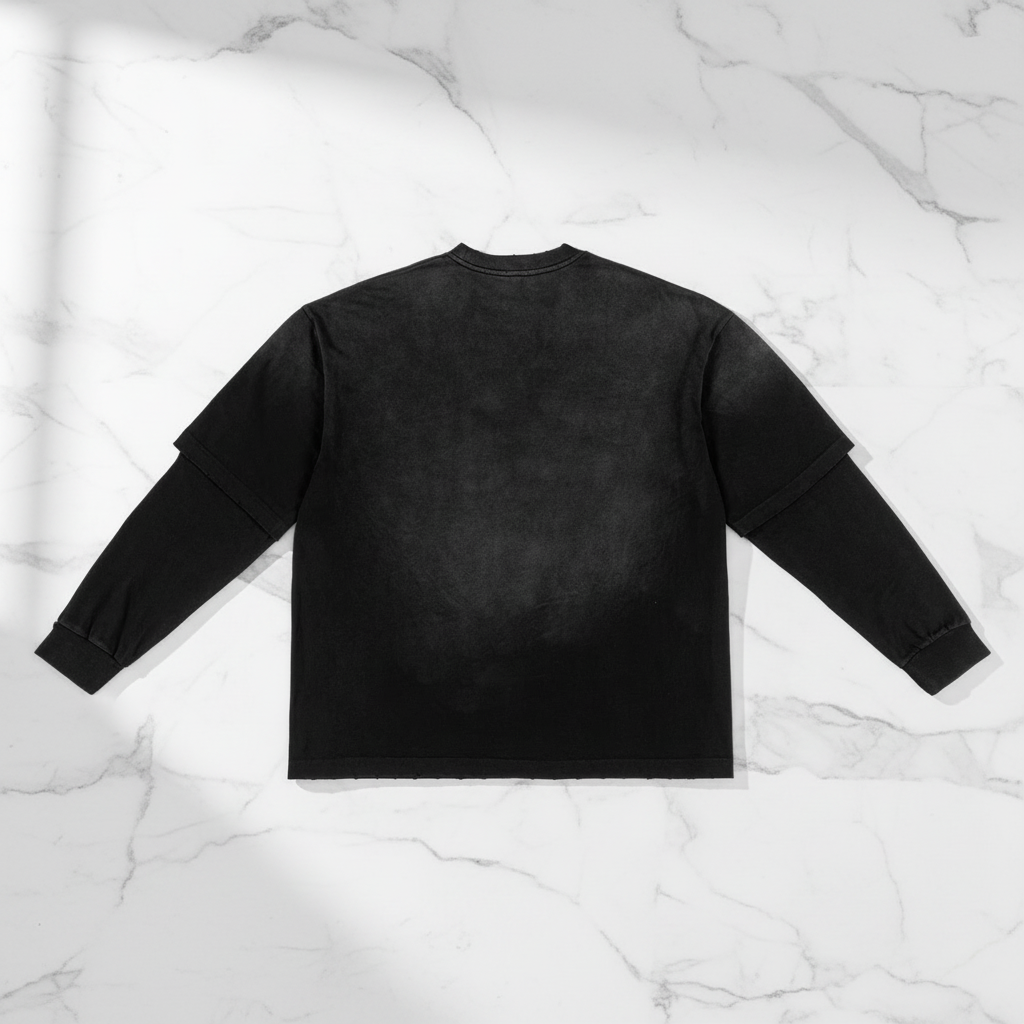 Black Oversized Sweatshirt - Flat Lay