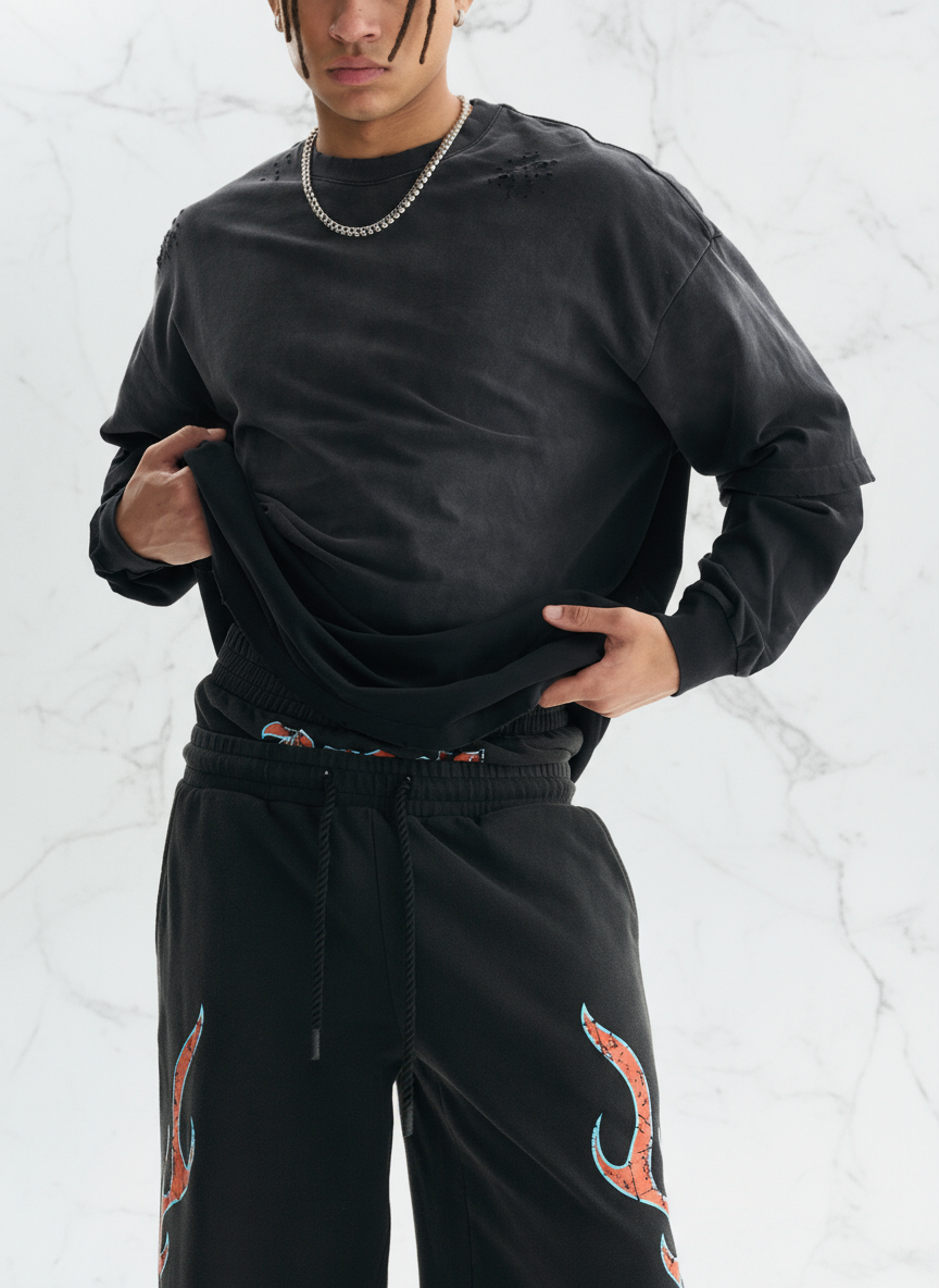 Black Oversized Sweatshirt - Front View