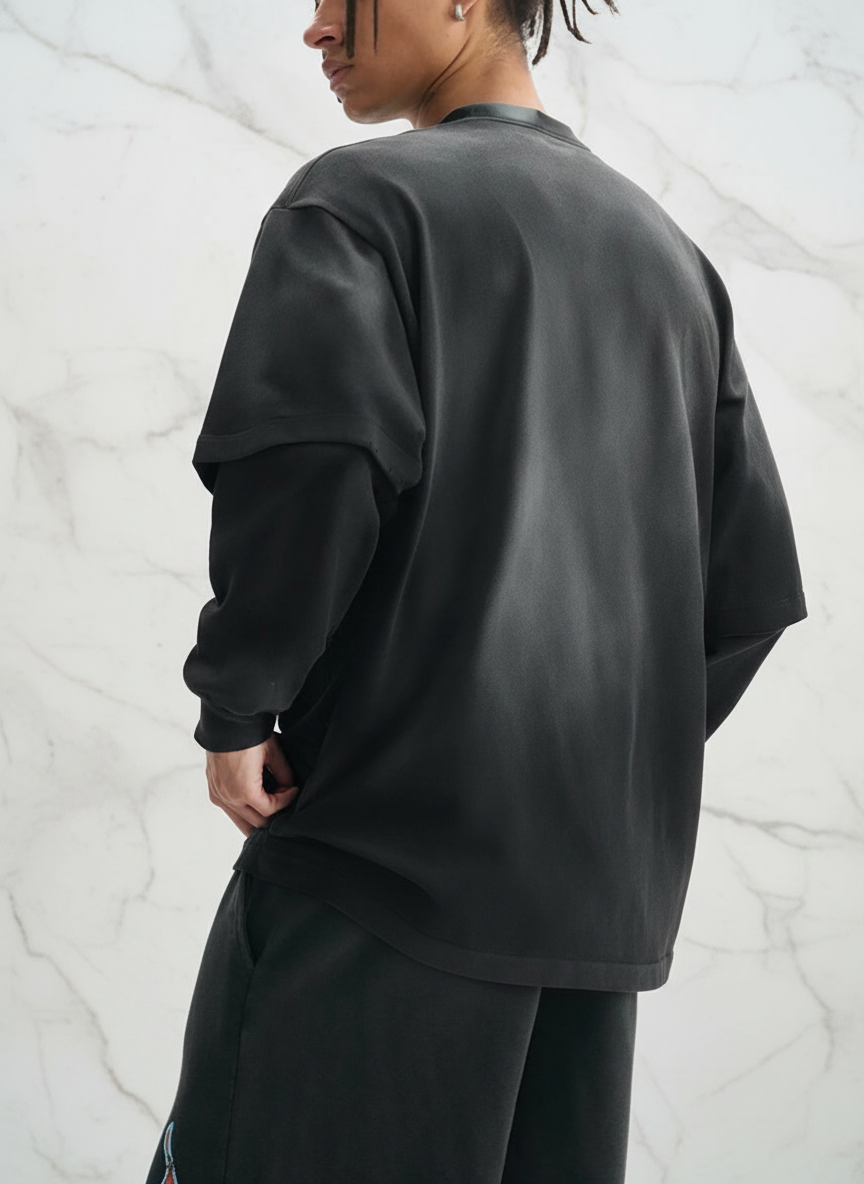 Black Oversized Sweatshirt - Side View