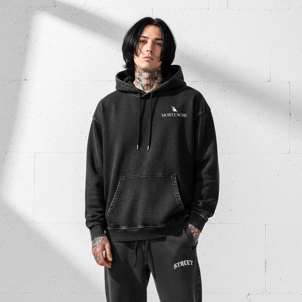 Black STREET Collection - Male Model with Authentic Hoodie