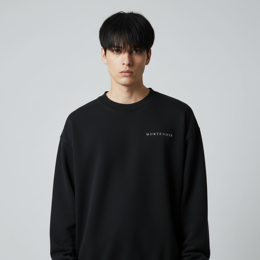 Black sweatshirt close-up