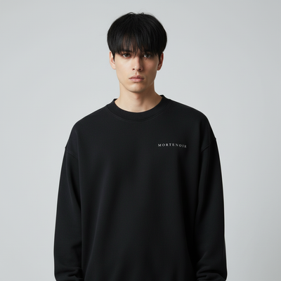 Black sweatshirt close-up