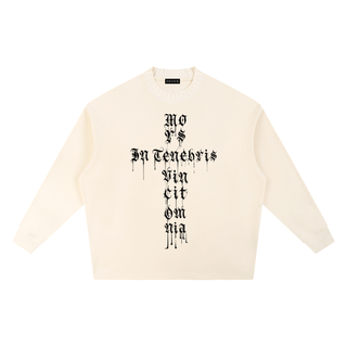Tenebris Latin Motto Sweatshirt Sweatshirts & Crewnecks Apricot By MorteNoir
