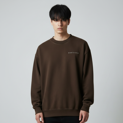 Coffee brown sweatshirt close-up