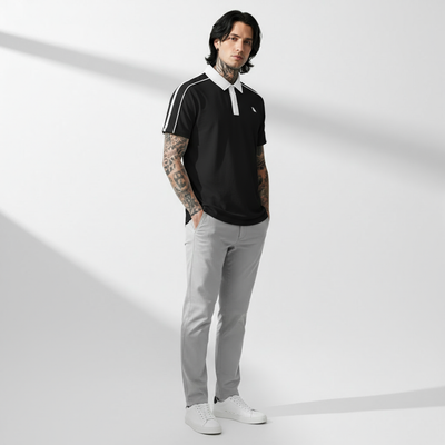Contrast Collar Polo - Black