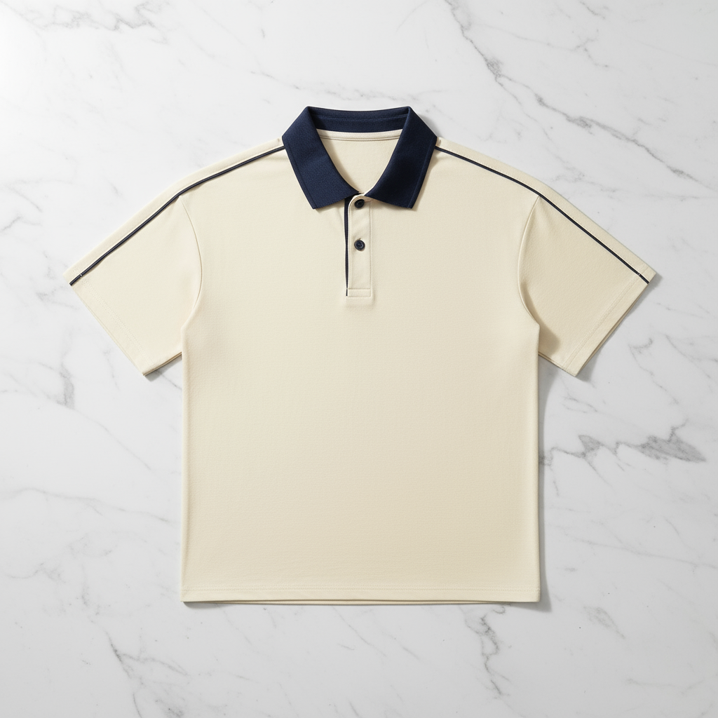 Contrast Collar Polo Front View Flat Lay