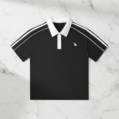 Contrast Collar Polo Front View Flat Lay