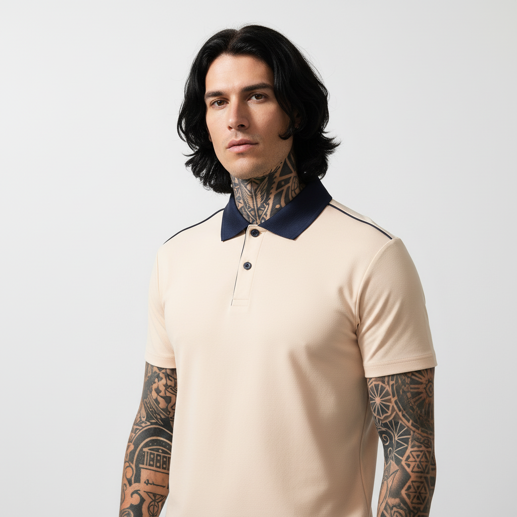 Contrast Collar Polo - Mild Apricot