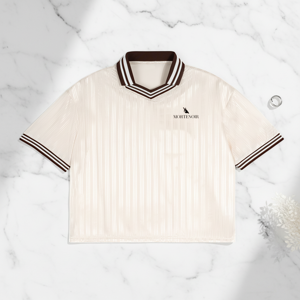 Contrast Stripes Polo Collar T-Shirt Flat Lay